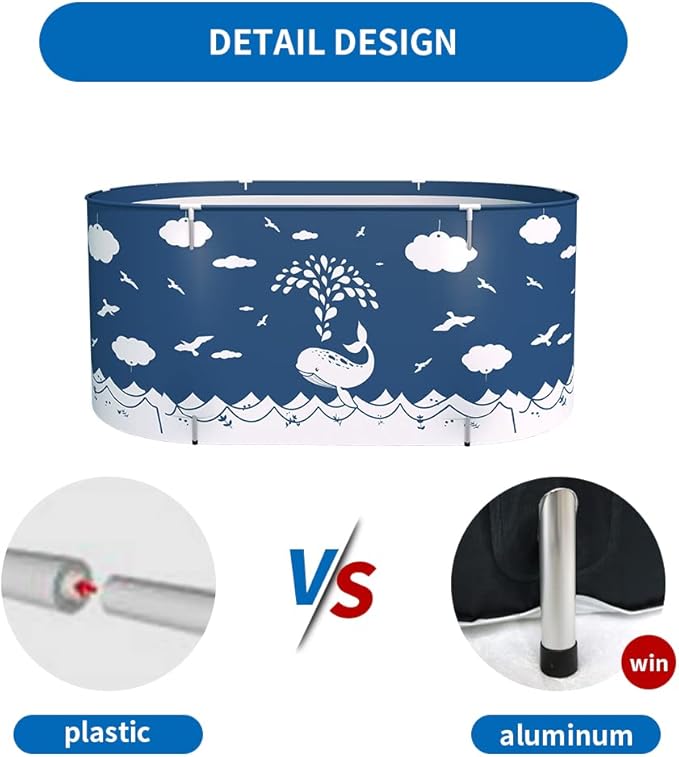 ptlsy Ice Bath Tub for Adults, Large Portable Bathtub for Adult, Folding Japanese Soaking Bath Tub Fit for Cold Warm Spa Indoor & Outdoor (Whale Large)
