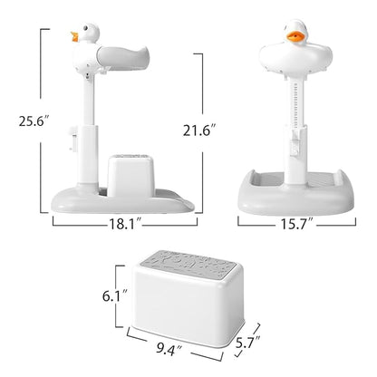 Baby Bath Stand with Built-in Seat - Duck Design - Anti-Slip Base - Baby Shower Stand for Sitting or Standing (White Beige)