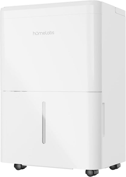 hOmeLabs Dehumidifier - Advanced Humidity & Moisture Control, Quiet, Efficient, Auto Shut-off, Ideal for Home, Basement, Office - 1,800 Sq Ft Wi-Fi (8 Pint MAX 24 Pint at 95°F, 90% RH)