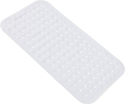 Anti-Slip Bathtub Shower mat, 27.5×14.5（Approximately 70×37cm） inch Soft Oversized Machine Washable Non-Slip Bathtub mat with Drainage Holes, Bathroom Floor Suction Cup.（1-Opaque White）