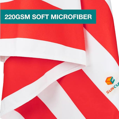 SUN CUBE Microfiber Beach Towel, Quick Dry Sand Free Beach Towel, Lightweight, Compact for Travel Swim Sports Camping, Packable Sand Resistant Towel Adult - Red 78x35 Inches