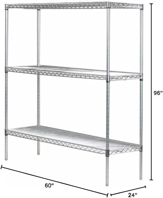 Omega 24" Deep x 60" Wide x 96" High 3 Tier Chrome Starter Shelving Unit