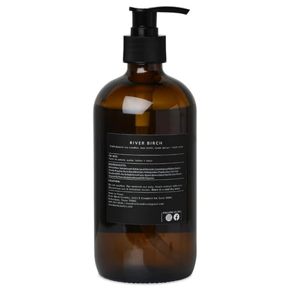 River Birch White Sage + Mint Scented Natural Hand Soap - Handmade Soap - Moisturizing Hand Wash with Amber Glass Dispenser - Luxury Scented and Hydrating - Vegan and Non-Toxic - 16 Fl Oz
