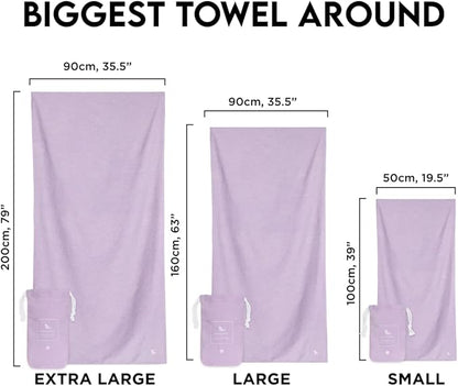 Dock & Bay Beach Towel - Quick Dry, Sand Free - Compact, Lightweight - 100% Recycled - Includes Bag - Essential - Meadow Lilac, Extra Large (200x90cm, 78x35)