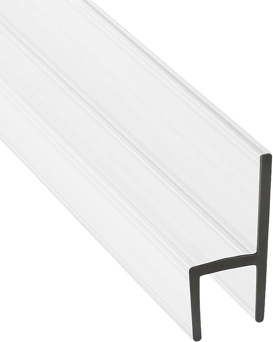 CBW Frameless Shower Door Side Seal Strip H-Type 180 Degree 85'' Length, Clear (1, 3/8'' Glass)