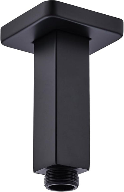 Black Shower Arm with Flange, BSTIIU Ceiling Mount Shower Head Extension Arm, Stainless Steel Square Shower Arm, 4 Inch