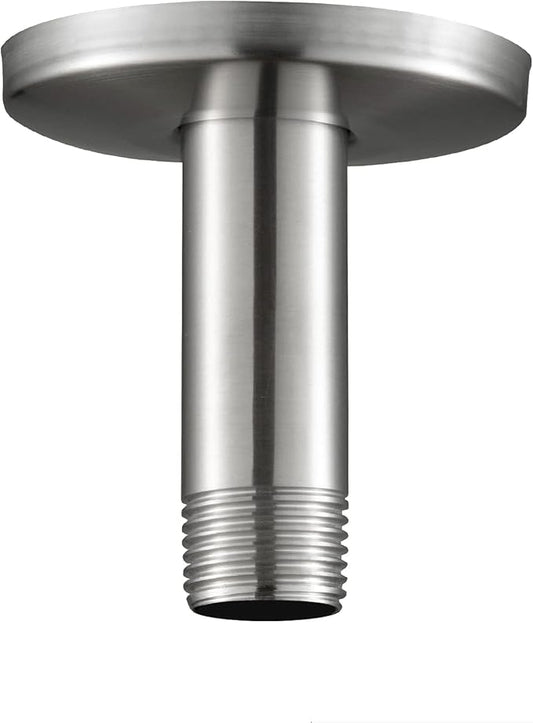 OFFO Shower Arm with Flange, 3 in Brushed Nickel Ceiling Mount Replacement Rain Shower Head Straight Arm Ceiling-Mounted For Fixed Shower Head & High Pressure Rain