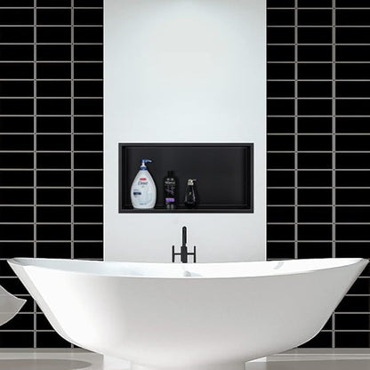 Neodrain Shower Niche, Shower Niche Bathroom Shelf, (Outside Size 25.1"x13.1") (Inner Size 24" X 12" X 4"), NO Tile Needed Recessed Niche Shower for Storage, Matte Black