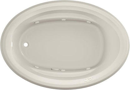 Jacuzzi SIGNATURE Acrylic Drop-In Bathtub, Heated Jet Massage Tub, Slip Resistant, Left Drain Placement, 59" (L) x 41" (W), Oval, Oyster