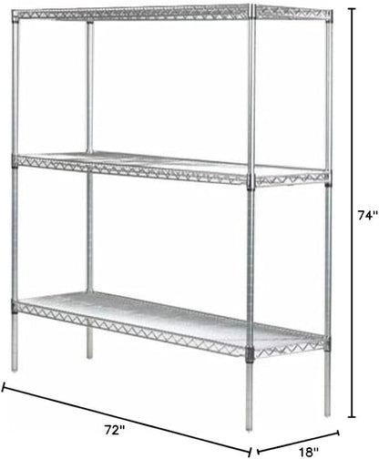 Omega 18" Deep x 72" Wide x 74" High 3 Tier Gray Starter Shelving Unit