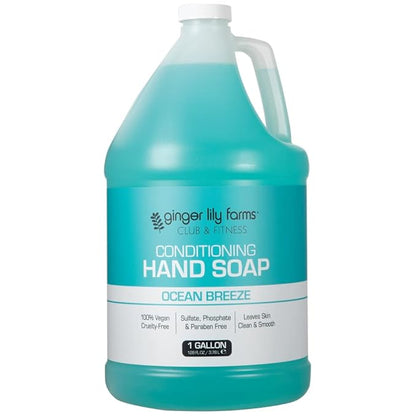 Ginger Lily Farms Club & Fitness Conditioning Liquid Hand Soap Refill, 100% Vegan & Cruelty-Free, Ocean Breeze Scent, 1 Gallon (128 fl oz)