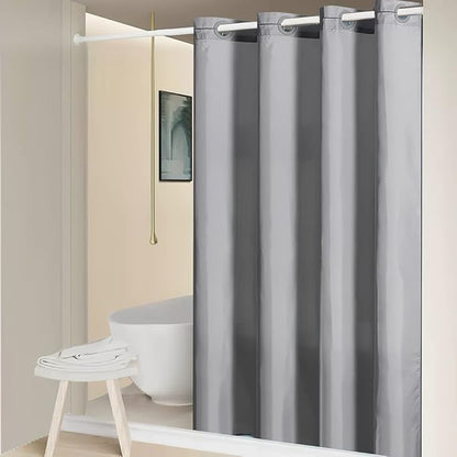 Furlinic No Hook Stall Shower Curtain,Light Grey,36" Wide Waterproof Polyester Fabric Bathroom Curtains,Hotel Style with 4 Built-in Grommets,Machine Washable,36x72 Inch
