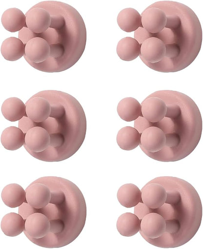Silicone Toothbrush Holders for Bathrooms - 6 Pcs Pink Wall Mounted Shower Razor Holder