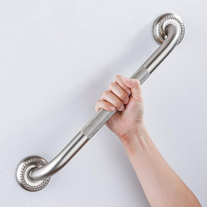 Anti Slip Shower Grab Bar, 16-Inch Toilet Textured Sturdy Hand Rail, Stylish Bathroom Armrest, Brushed Nickel Finish, Multi Function Assist Handle