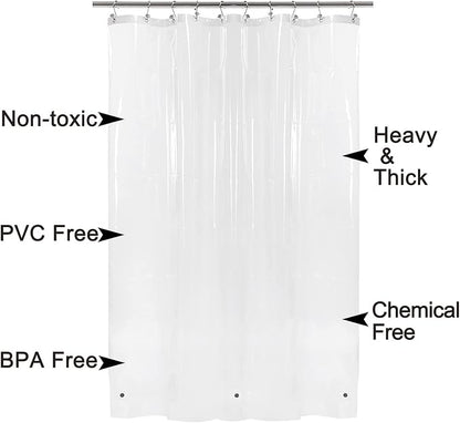 Barossa Design Small Shower Curtain for Shower Stall Size 36 x 72 inches,PEVA - Waterproof, Eco-Friendly, Non-Toxic, Odorless, PVC Free, Metal Grommets (Clear)
