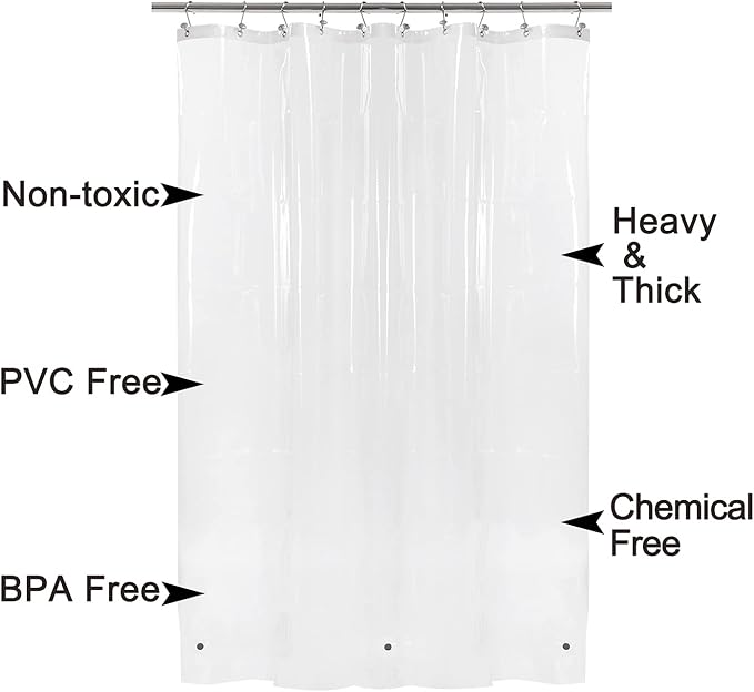 Barossa Design Long Shower Curtain Liner 78" Height - 6 Magnets & 8G Heavy Duty PEVA, Waterproof, PVC Free, Metal Grommets, Clear, 72x78