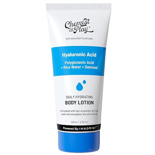 Chemist at Play Hydrating Body Lotion with Rice Water & Hyaluronic Acid for Deep Moisturization | All Skin Type | Hydrate Dry and Flaky Skin | Vegan & Cruelty-Free | 7 fl oz.