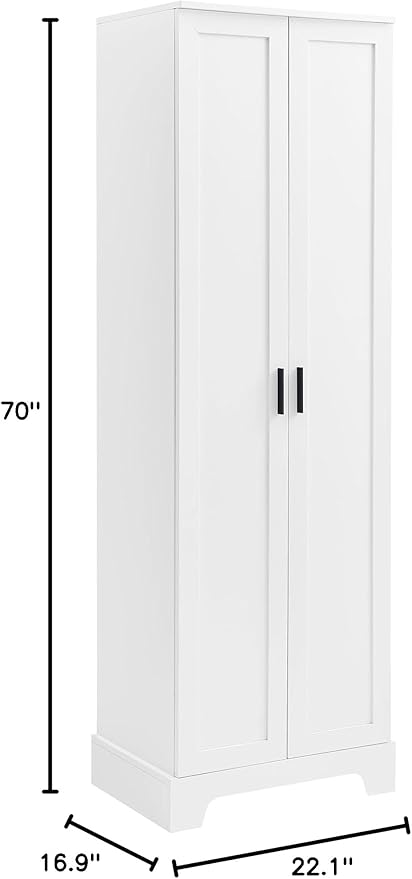 Favfurish 70" Tall Bathroom Storage Cabinet with Doors,Modern Linen Cabinets w/Adjustable Shelves & Anti-Tipping Device,Easy Assembly,Freestanding Organizer for Dining Room,Kitchen,Office,White