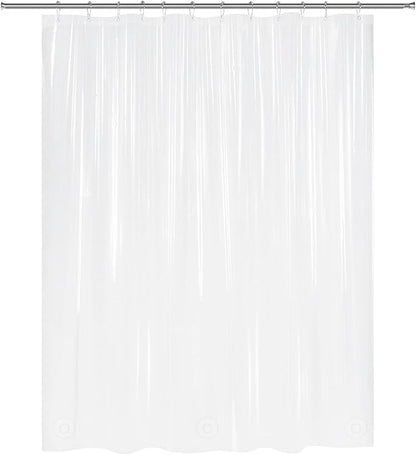 AmazerBath Frosted Shower Curtain Plastic 72x72 Inches, Heavy Duty Shower Curtain Waterproof, Thick PEVA Shower Curtains for Bathroom with 3 Big Clear Weighted Stones and 12 Rustproof Grommets
