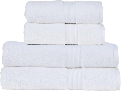 Christy Supreme Hygro 4 Piece Towel Set | White | 100% Luxury Supima Cotton | Ultra Soft | Super Absorbent | 650GSM | 2 Bath Towels 2 Hand Towels