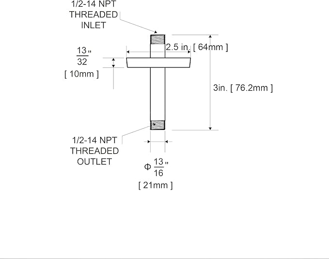 OFFO Shower Arm with Flange, Bright Gold 3 in Ceiling Mount Replacement Rain Shower Head Straight Arm Ceiling-Mounted For Fixed Shower Head & High Pressure Rain
