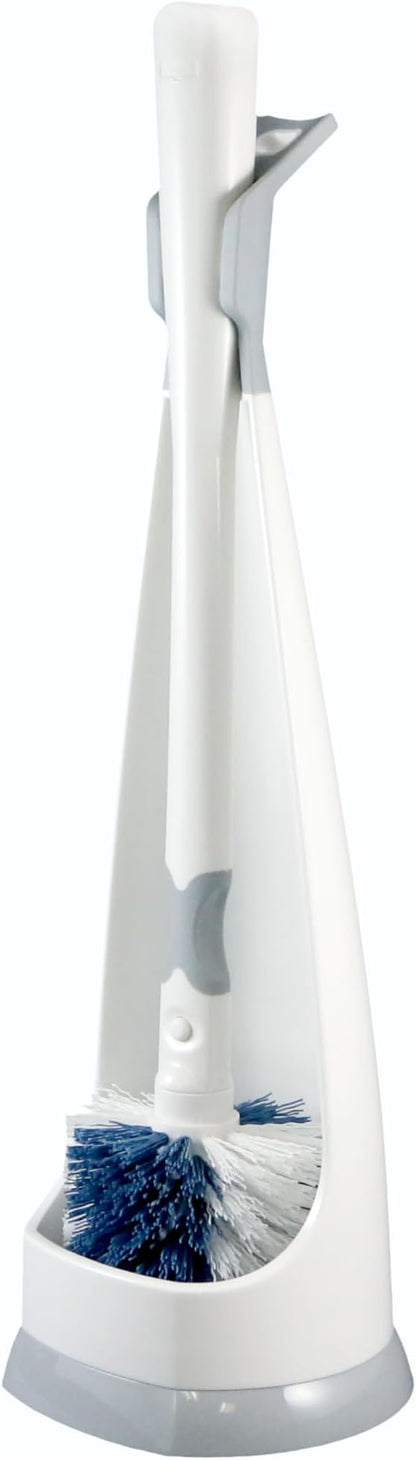 Unger No-Drip Toilet Brush Set, Flexible Neck Scrubber with Portable Carrying Caddy Holder, Discreet Bathroom Cleaning Supplies, Scrub Tough Stains with Non-Scratch Bristles