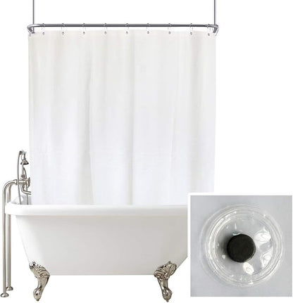YISURE White Shower Curtain for Clawfoot Tub, 180x70 Wrap Around Liner with Magnets, PEVA Extra Wide Bathtub Curtain for Bathroom Vintage Freestanding Tub, Include Stainless Metal Hooks