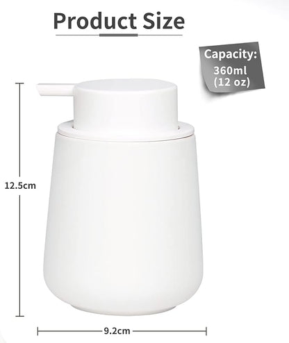 BosilunLife White Soap Dispenser - Ceramic Hand Dish Soap Dispenser for Bathroom 12ounce Refillable Liquid Hand Wash Dispenser for Essential Oil, Lotion Soap (Rubber Paint)