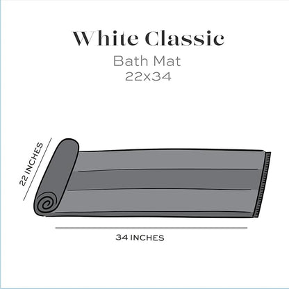 White Classic Luxury Bath Mat Floor Towel Set - Absorbent Cotton Hotel Spa Shower/Bathtub Mats [Not a Bathroom Rug] 22"x34" | 2 Pack | Forest Green