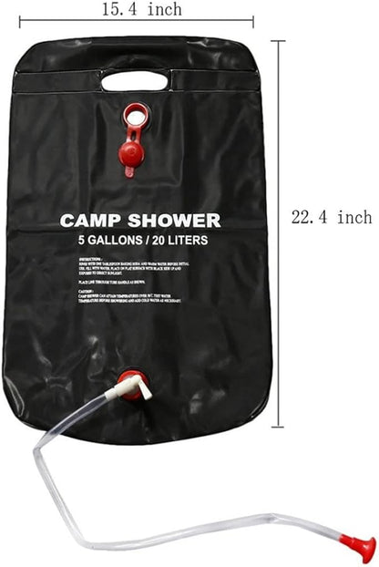 Solar Camp Shower Bag Solar Heated Outdoor Shower Bag Portable Bathing for Outdoor Travel Hiking Climbing (5 Gallons/20 L)