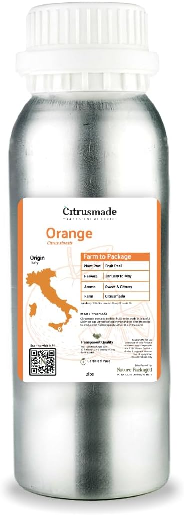 Orange Essential Oil - Direct from Citrusmade in Sicily- Pure Essential Oils for Diffusers and Aromatherapy - 100% Pure Therapeutic Grade (2LBS)