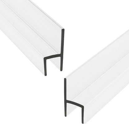 KC Hardware 85 Inch Frameless Shower Door Side Seal Strip, H-Type Glass Shower Door Seal Strip (180 Degree) for 1/2 Inch(10-12mm) Thick Glass, Water Guard That Prevents leaks, Ultra Clear (Pack of 2)