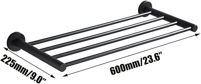 20 Inch Bathroom Towel Rack, Hotel Style Towel Racks for Bathroom Wall Mounted, Modern Towel Bar Rack, 2-Tier Towel Shelves, Black