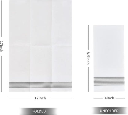 LITOPAK 300 Pack Disposable Guest Towels, Disposable Hand Towels for Bathroom, Paper Dinner Napkins for the Kitchen, Soft, Party Napkins, and Wedding Napkins(Silver)