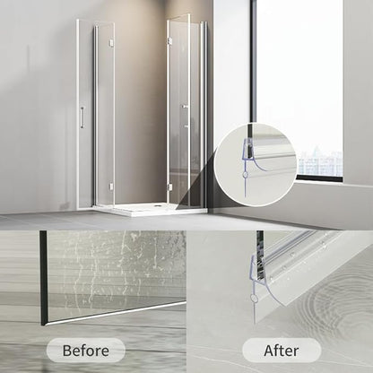 Frameless Shower Door Bottom Seal, 4 Pcs Shower Door Seal Strip for 5/16" Glass Shower Door Sweep, Stop Shower Leaks and Create a Water Barrier 31.5" Long Sweep