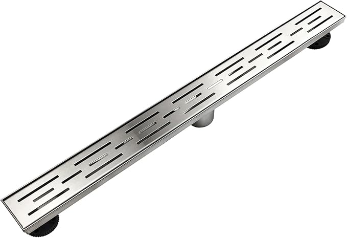 Neodrain 28 Inch Rectangular Linear Shower Drain with Brick Pattern Grate, Brushed 304 Stainless Steel Bathroom Floor Drain,Shower Floor Drain Includes Adjustable Leveling Feet, Hair Strainer
