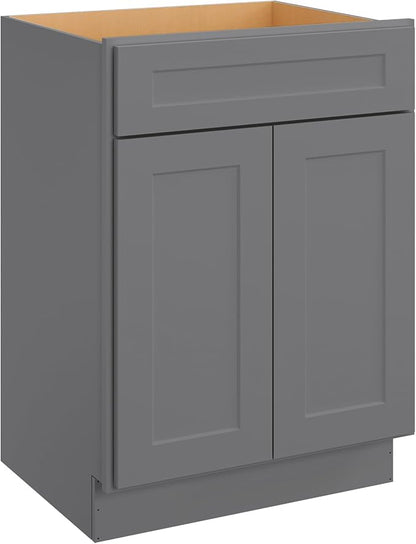 ROOMTEC Bathroom Cabinet, 27'' Free Standing Single Bathroom Vanity with 1 False Drawer and 2 Doors,Morden Bathroom Sink Vanity Storage Cabinet, Shaker Gray