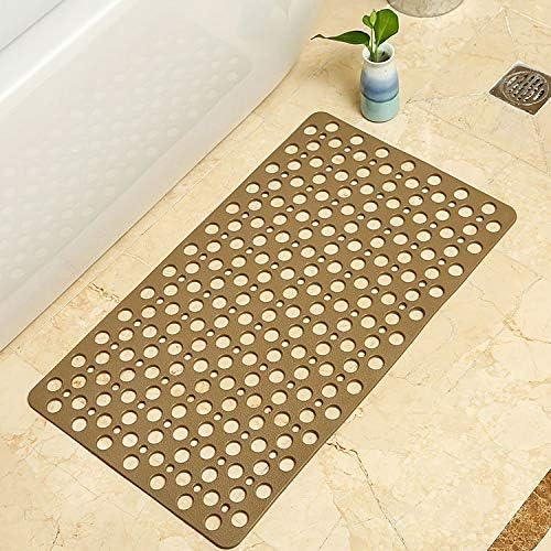 Casa and Beyond Shower Mat,Non Slip Bath Mat and Shower Mat with Suction Cups and Drain Holes,Bathroom Mat Easy to Clean Soft Machine Washable,Bathtub Mat Easy Dry&Cut (Coffee,35" x 16"(Rectangular))