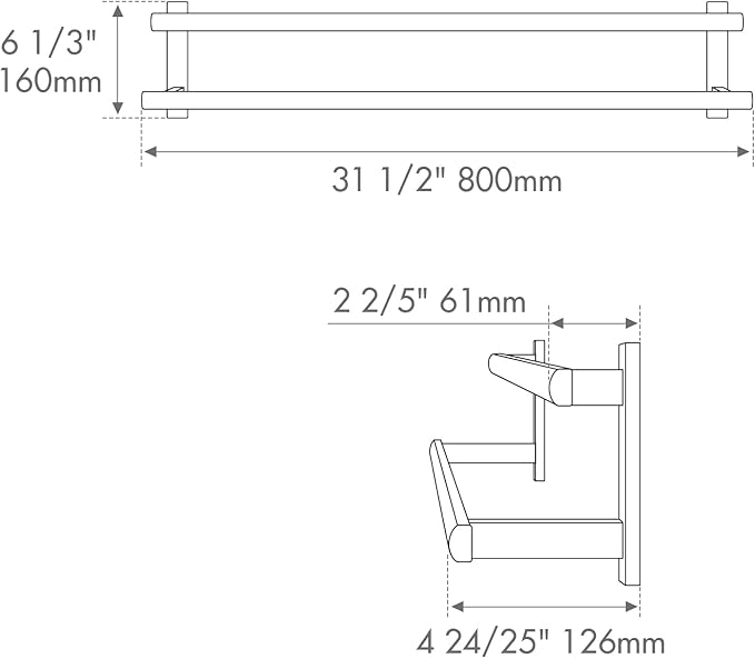 BAGNOLUX Double Towel Bar, SUS304 Towel Racks for Bathroom Wall Mounted 2-Tiers Ladder Towel Rails, Space Saving Bathroom Towel Holder Shelves Rack, Long Towel Hanger (32"-Square-Matte Black)