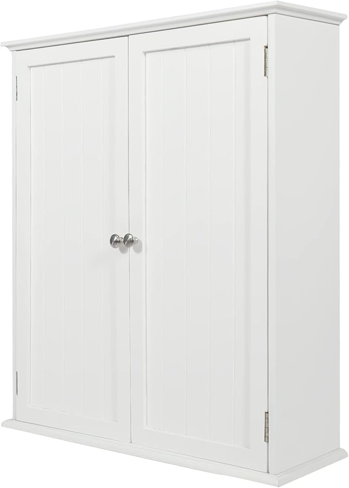 Wall Mount Bathroom Storage Cabinet, White Bathroom Cabinet with Doors and Adjustable Shelves, Wall Cabinet for Bathroom Above Toilet, Medicine Cabinet Wall Mounted, Wood