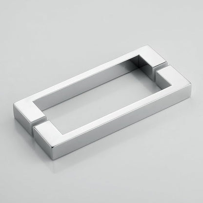 Shower Door Hardware Kit for Frameless Inline Hinged Doors, Includes Hinges, Square Pull Handles and Clamps, for 5/16"–3/8" Glass, Suitable for Bathtub or Standing Shower Setup, Chrome