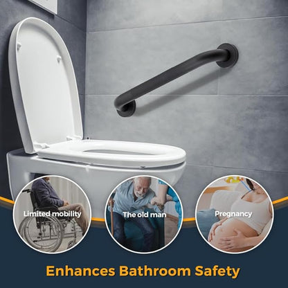 Grab Bars for Shower, 2 Pack 16-Inch Anti Slip Shower Handles for Elderly, Safety Shower Grab Bar, Stainless Steel Handicap Grab Bars for Bathroom (Black 1" Diameter)