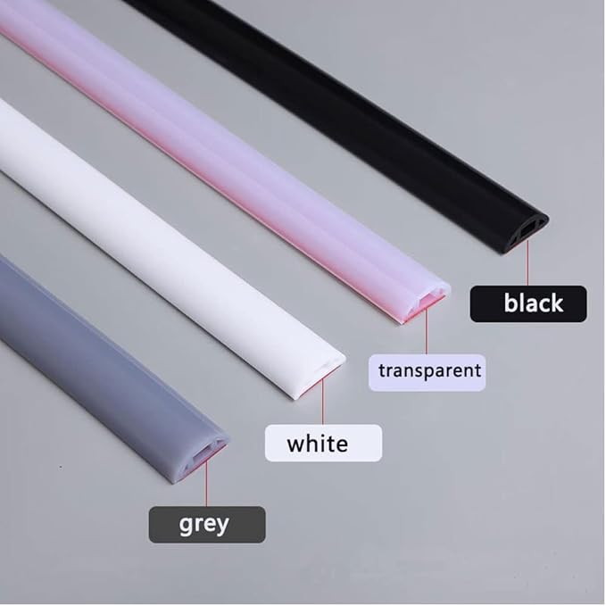 Bathroom Foldable Block water Stopper sealing strip shower threshold dam Self-adhesive silicone shower barrier (39 Inch-BK)