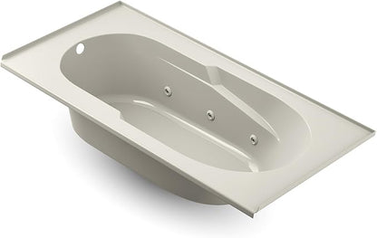 Jacuzzi SIGNATURE Acrylic Drop-In Bathtub, Jet Massage Tub, Slip Resistant, Left Drain Placement, 72" (L) x 36" (W), Rectangle, Oyster