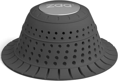 zaa Bathtub Drain Hair Catcher, Premium Silicone Collapsible One Pack Drain Protector for Pop-Up and Regular Drains of Shower, Bathtub, Tub, Bathroom, Sink, Black