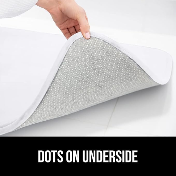 GORILLA GRIP Thick Memory Foam Bath Rugs, Soft Absorbent Velvet Bathroom Mats, Durable Dots on Underside, Machine Washable Bathmat, Carpet Rug Room Decor for Shower Floor, 36x24 Mat, White