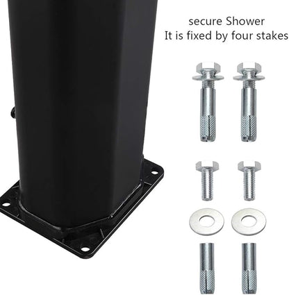 VINGLI Solar Heated Shower, 9.3 Gallon Outdoor Shower with Shower Head and Foot Shower Tap，for Outdoor Backyard Poolside Beach Pool Spa,Black (9.3 Gallon)