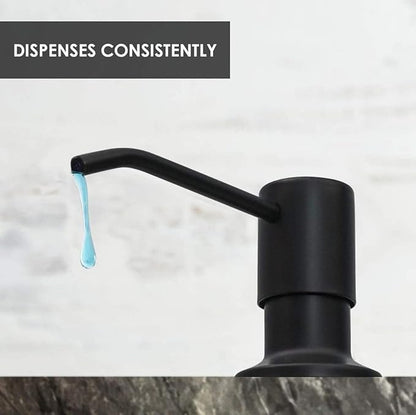 Soap Dispenser for Kitchen Sink (Black Matte), Built in Soap Dispenser, Stainless Steel Pump Replacement