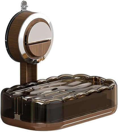 Strong Suction Cup Soap Box - Wall Mounted Soap Rack, Light Luxury, Premium Bathroom, No Punching, No Water Accumulation, Drain Soap Box Suitable for Showroom, Sink, Kitchen, (2-Pack)