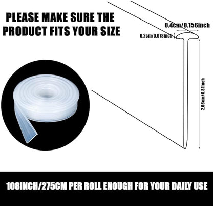 Framed Shower Door Bottom Seal Strip Replacement Shower Bottom Waterproof Door Rubber Sweep Trim Clear Seal for Home Bathroom Glass Shower Door, 108 Inch